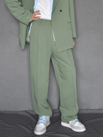 New Designer Men Loose Fit Double Breasted Blazer Pants Two Piece Set Oversized Business Casual Matching Set Fashion Suits Male