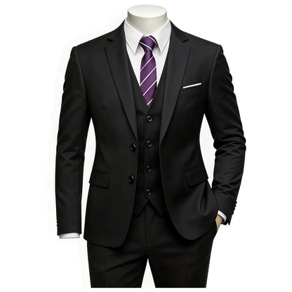 Classic Men'S 3Piece Suit Set, Consisting of a Suit Jacket, Vest, And Trousers. Suitable for Weddings, Business, Evening Parties