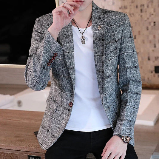 Men's Slim Fit Business Casual Shirt 2025 Korean Fashion Handsome All Seasons Polyester Boutique Style