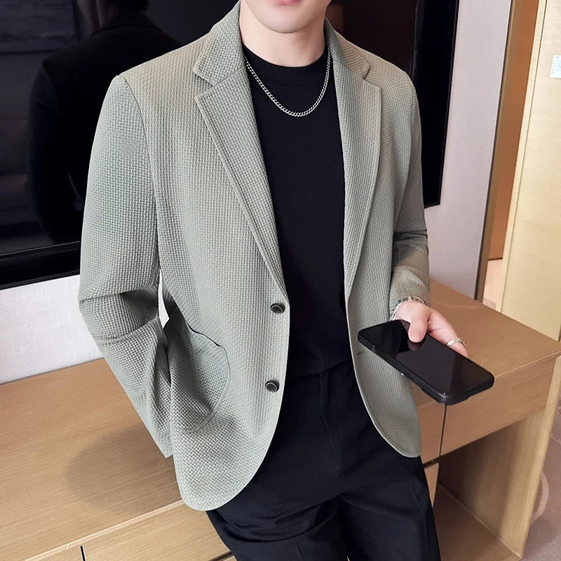 High Quality Ice Silk Seamless Sunscreen Suit Jacket Men Summer Breathable Unlined Casual Blazers Versatile Business Social Coat