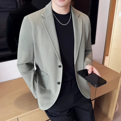 High Quality Ice Silk Seamless Sunscreen Suit Jacket Men Summer Breathable Unlined Casual Blazers Versatile Business Social Coat