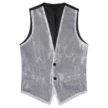 Fashion Women Sleeveless Vests Glittery Sequins Vest Music Festival Clubwear Waistcoat for Jazz Dancing Party Club Costumes
