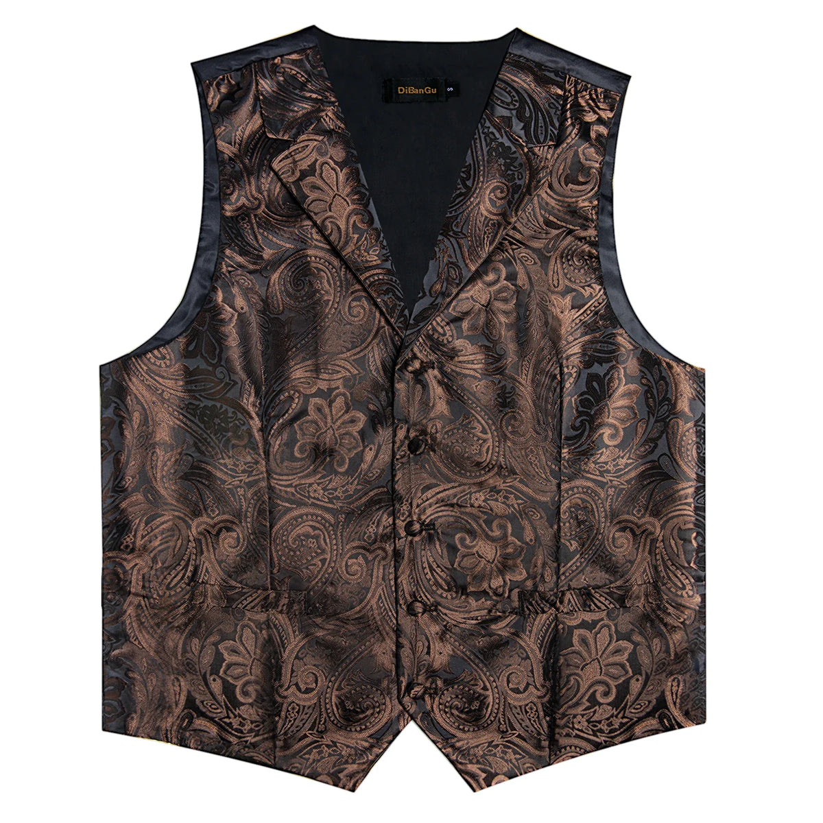 Men's Paisley Suit Vest – Single-Breasted Waistcoat with Tie, Handkerchief & Cufflinks for Weddings & Banquets