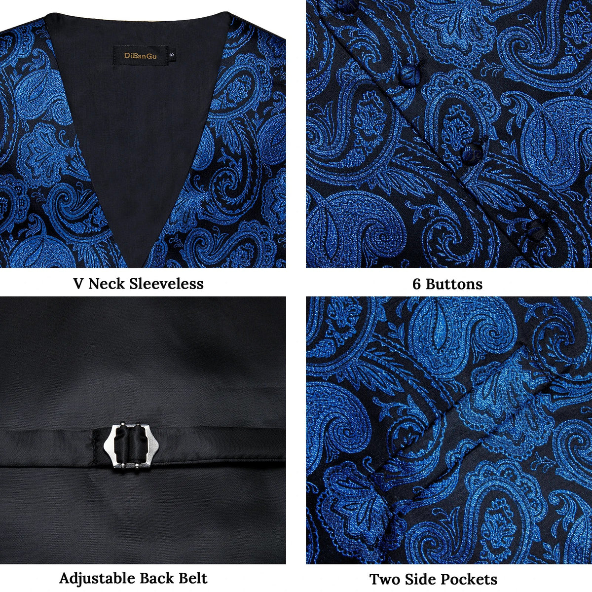 Men's Paisley Waistcoat Set – Single Breasted Formal Vest with Necktie and Pocket Square for Weddings and Business Events