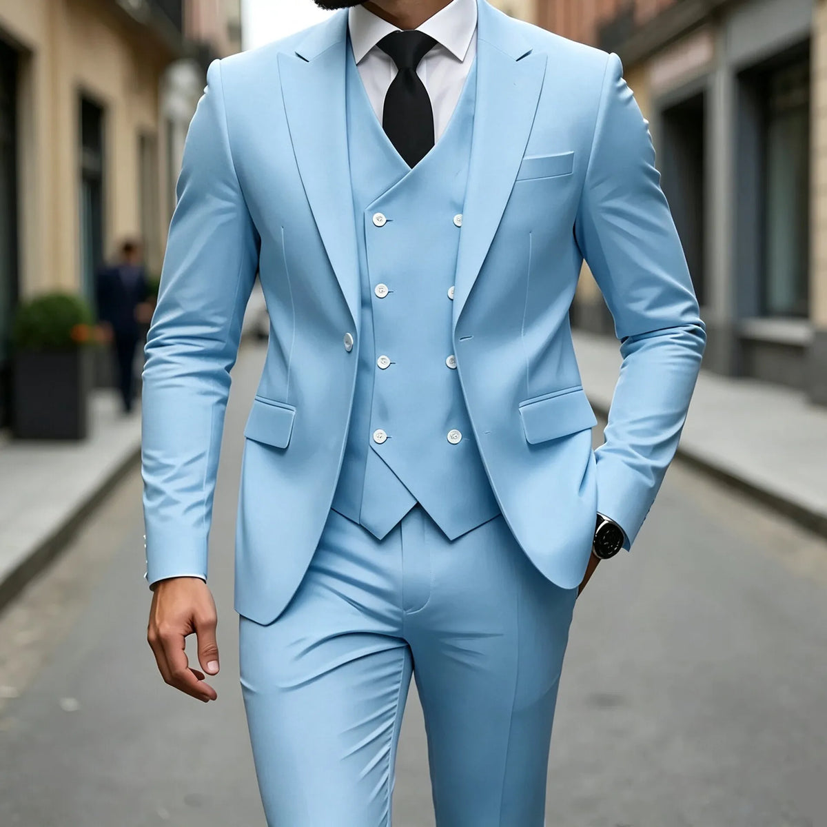 Elegant Male Suit 3 Pieces Blazer Vest and Pants Set Peak Lapel Tuxedo Suits for Men Ceremony Wedding Dresses Business Prom