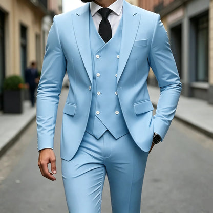 Elegant Male Suit 3 Pieces Blazer Vest and Pants Set Peak Lapel Tuxedo Suits for Men Ceremony Wedding Dresses Business Prom