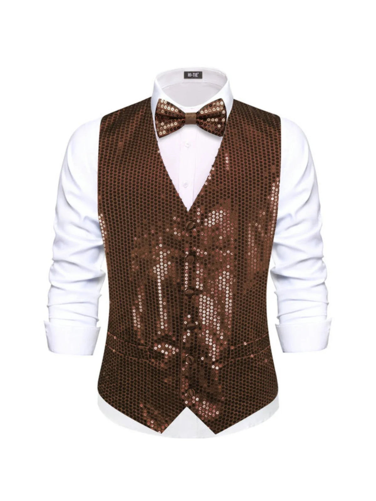 Men's Sequin Vest – Sleeveless Single Breasted Formal Waistcoat for Weddings & Events