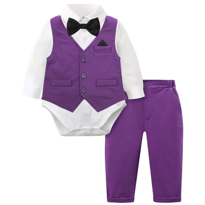 Baby Boy Purple Outfit Toddler Mardi Gras Suit Infant Easter Church Set Halloween Birthday Party Gift Formal Photography Clothes