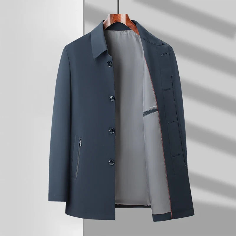 Men's 2025 Spring Fashion Handsome Trend Solid Color All-in-One Casual Business Jacket Loose Simple Lapel Top Coat