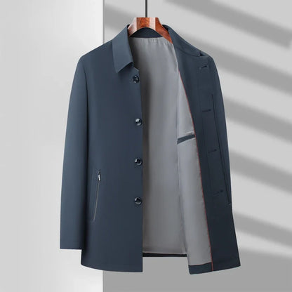 Men's 2025 Spring Fashion Handsome Trend Solid Color All-in-One Casual Business Jacket Loose Simple Lapel Top Coat
