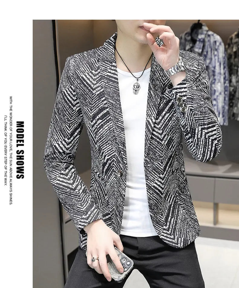 Blazer Men's Fashion Outdoor Travel Gentleman Wedding Slimming Business Versatile Trendy Casual Korean-style Formal Wear Blazer