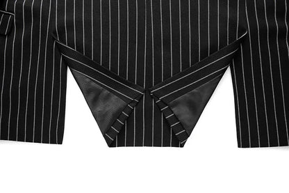 Fashion Men Double Breasted Striped Suit 2 Piece Black / Wine Red Homme Business Social Wedding Party Blazers and Trousers