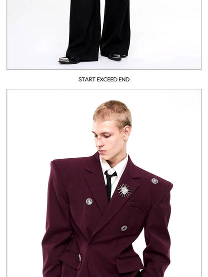 Luxury Temperament Niche Three-dimensional Patchwork Blazer Coat Men's 2025 Autumn Original Shoulder Pad Clothes JY4547