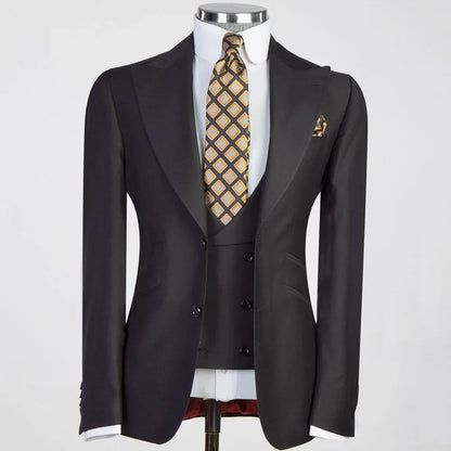 Solid White Men Suits 3 Pieces Tuxedo Jacket with Lapel And Pocket for Birthday Wedding Office Work Jacket Vest Pant