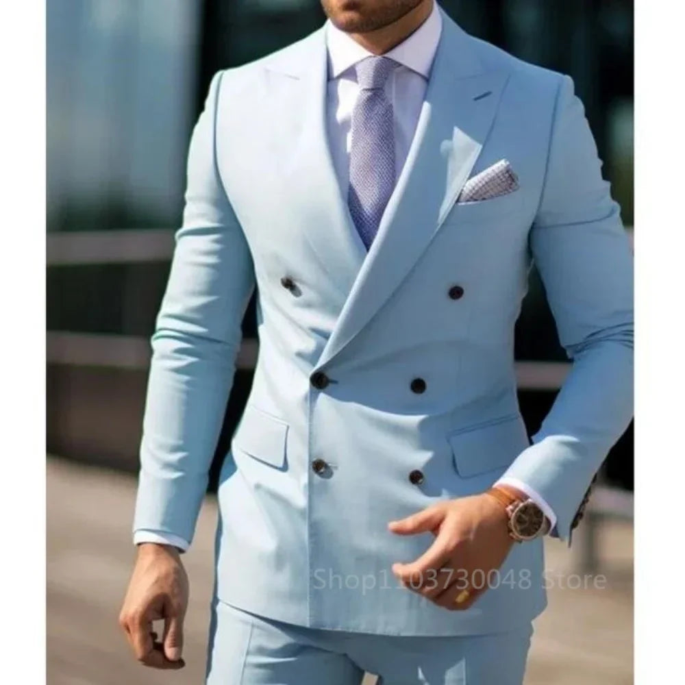 2026 Business Double Breasted Blazer+Pant Regular Length Stretchy Blazer Professional Workwear