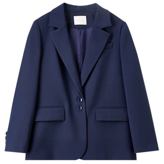 Solid Blazers for Woman 2026 Autumn Notch Lapel Single-breasted Two-button Straight Loose Fit Tailored Coat 153XC8811X