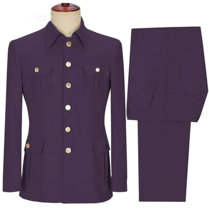 Men Suit 2 Pieces Beige Single Button With Pocket Solid For Wedding Banquet Birthday Party Business Work Jacket With Pants