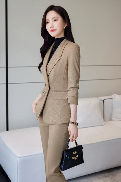 Professional Long-Sleeved Trouser Suits for Women, Fashionable Trousers, High Quality, Show, Elegant, New, Autumn and Winter
