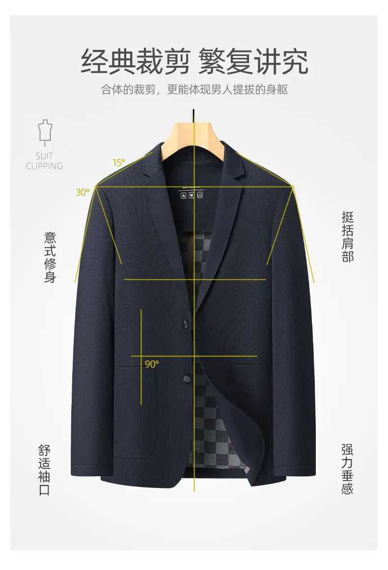 Seamless Adhesive Thin Style Blazer Fashionable Outdoor Travel, Camping, Wedding, Men's Slim-fit Casual Wear, Breathable Blazer