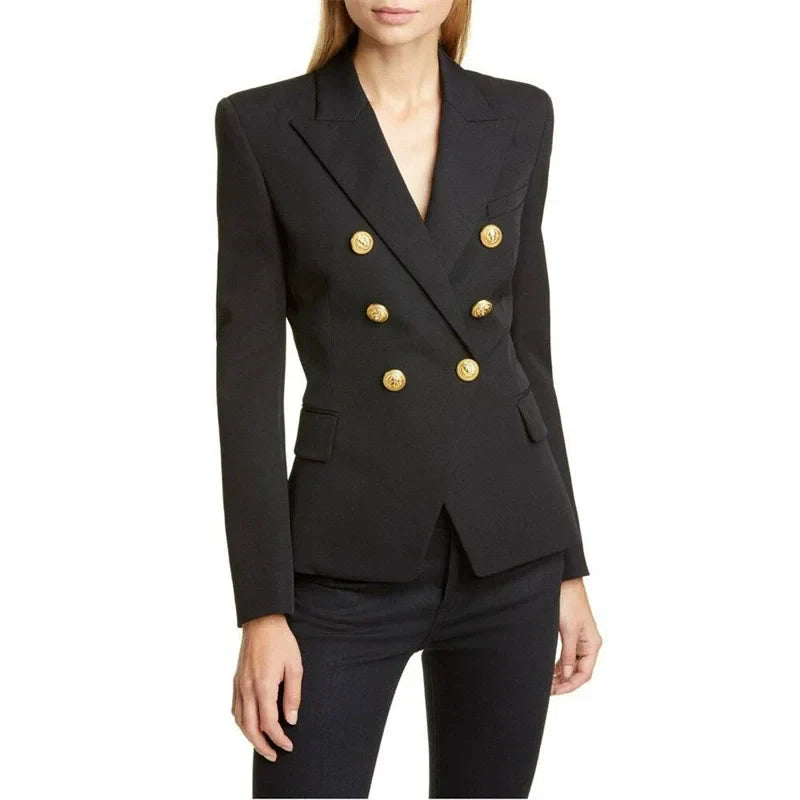 Spring 2025 Women's Casual Faion s Slim Fit Polyester Ladies Jaets Suits Double Breasted Long Sve Pure Color