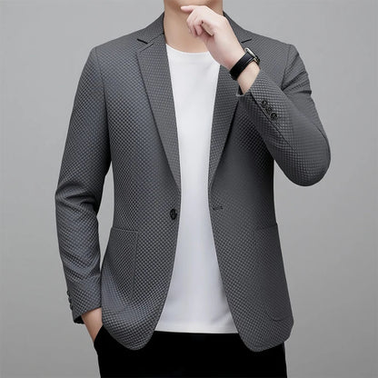 Men's Slim Fit Plaid Blazer for Weddings, Business & Casual Wear – Single Breasted