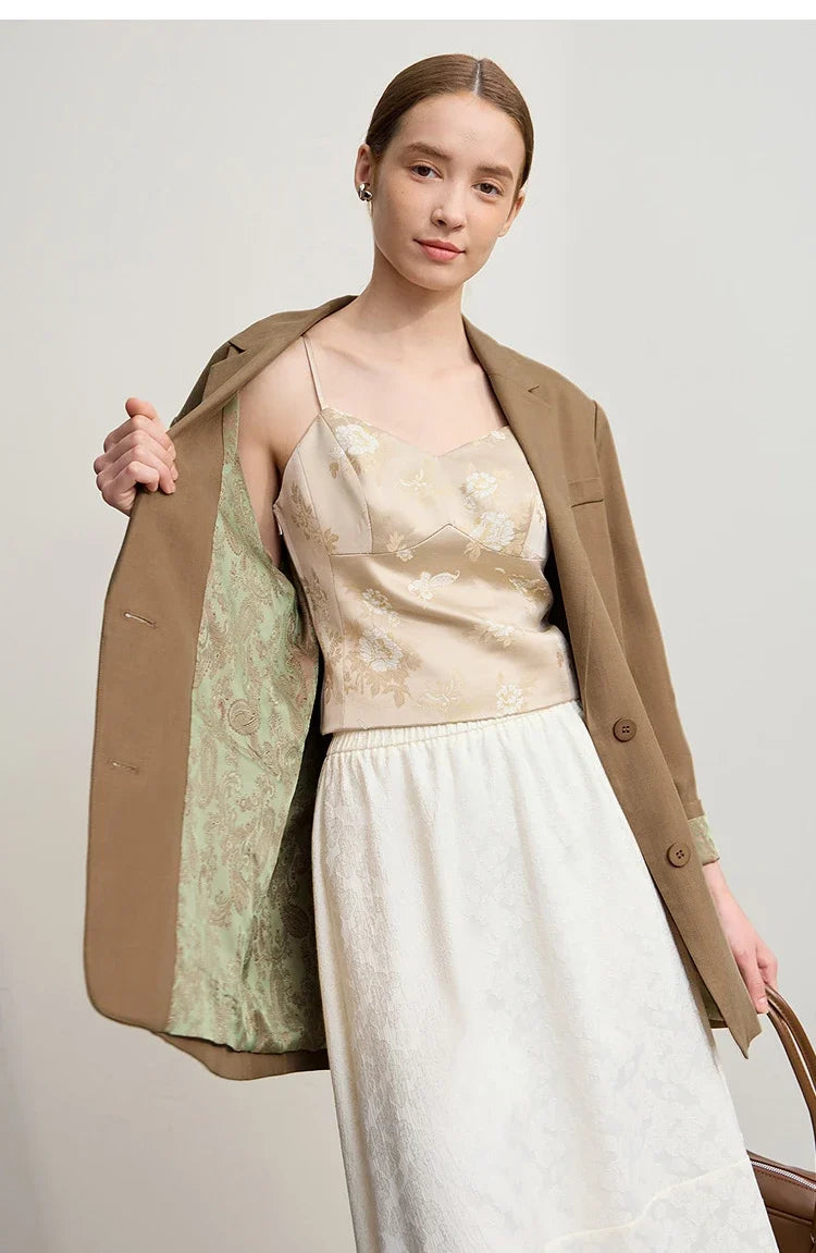 Women's Jacket 2025 Autumn New Commuter Elegant Solid Loose Top Women Long Sleeves Single Breasted Blazer Ladies 12553060