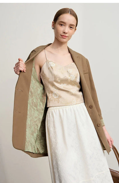 Women's Jacket 2025 Autumn New Commuter Elegant Solid Loose Top Women Long Sleeves Single Breasted Blazer Ladies 12553060