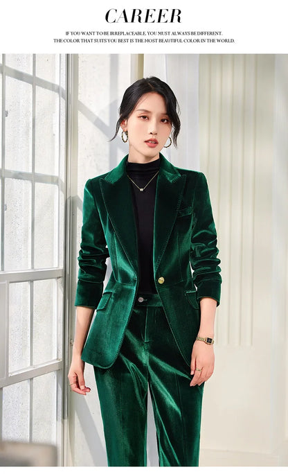 High-end Velvet Suit for Women2024Autumn Winter New High-end Professional Fashionable Elegant Capable Suit