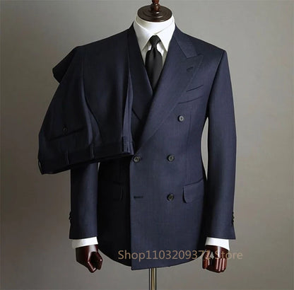 Men's Single Breasted Formal Suit Set – Turndown Collar Blazer for Wedding & Business