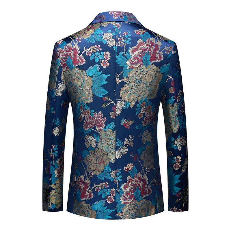 Men's Printed Suit Jacket – Paisley Floral Single Breasted Party Blazer for Men – Plus Size