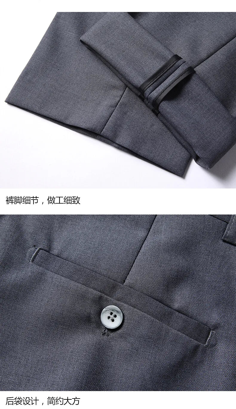 Men's 3-Piece Wedding Suit – Single Breasted, Smart Casual, Blue/Black/Gray – All Seasons