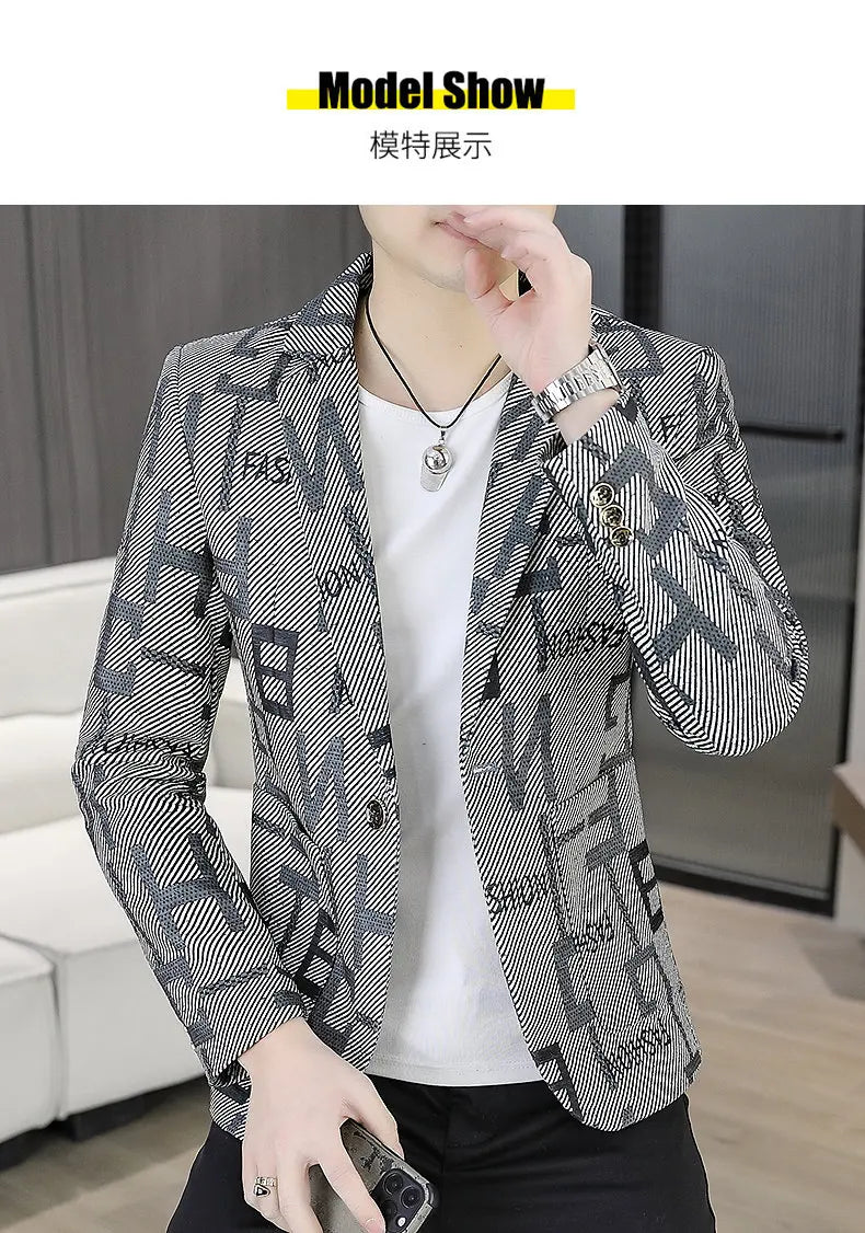 Blazer Men's Fashion Outdoor Travel Gentleman Wedding Slimming Business Versatile Trendy Casual Korean-style Formal Wear Blazer