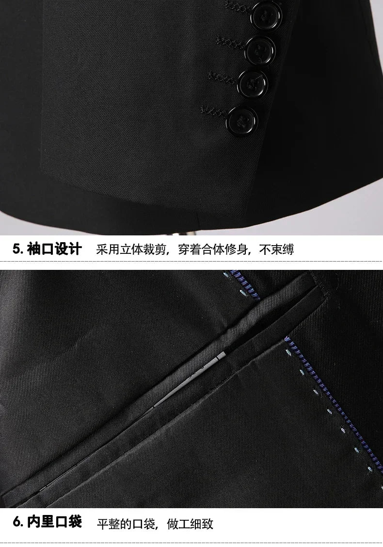 Men's 3-Piece Suit – Slim Fit Blazer Vest Pants Set for Business, Wedding & Casual Wear