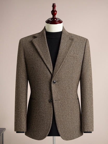 Autumn Winter Thicken Warm 50% Woolen Men Suit Jacket Retro Style Fashion Business Slim Fit Casual Wedding Groom Coats Tailcoat