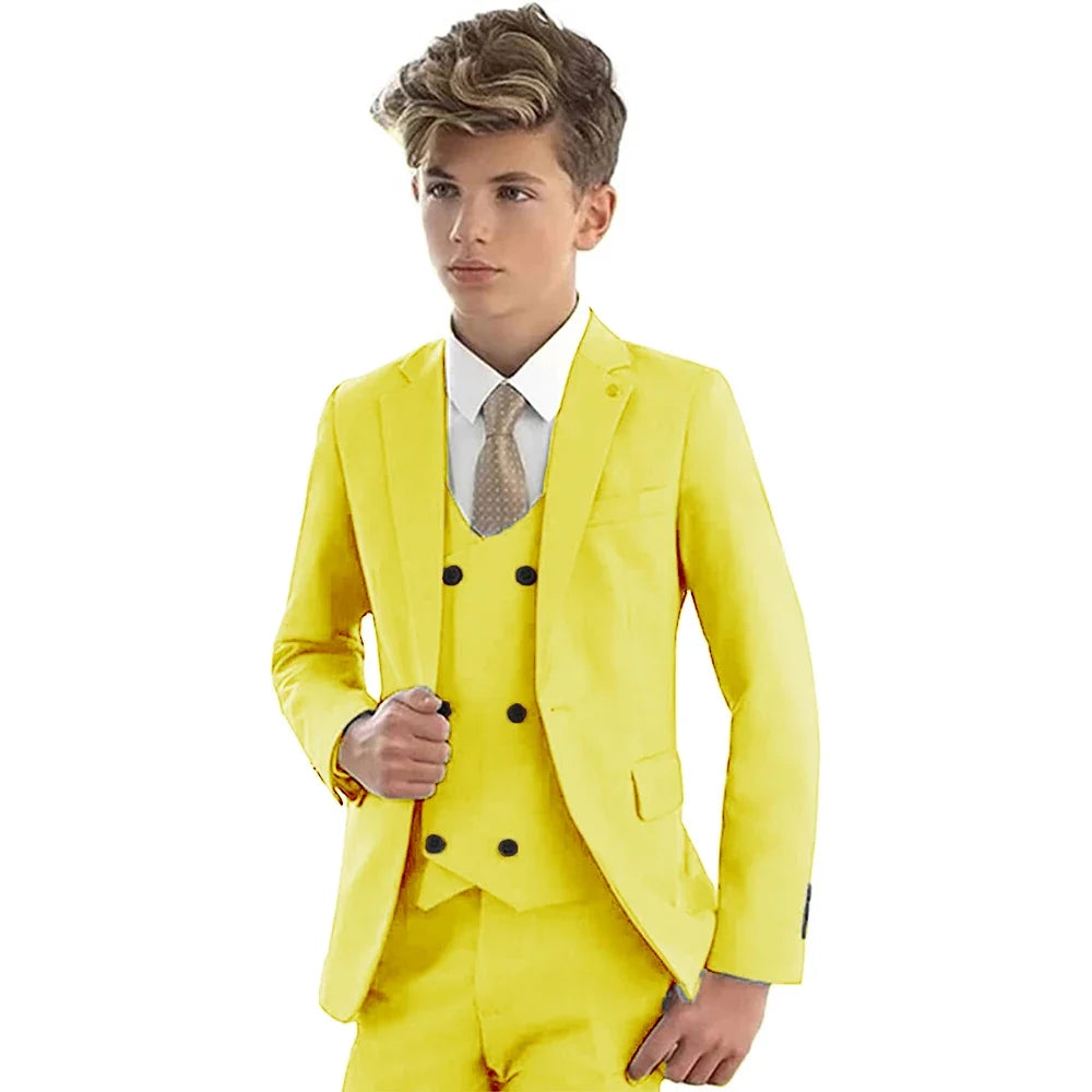 Christmas Party Fashion Green Suit Sets For Boys Piano Performance Formal Blazer Vest Pants 3 Pieces Evening Dinner Outfits