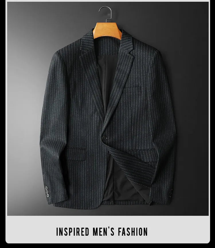 2026 Striped Casual Business Suit Jacket for Men High Quality Slim Fit Office Social Blazers Wedding Host Formal Coats M-4XL