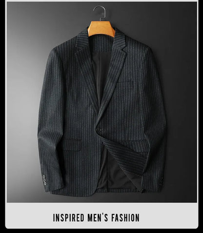 2026 Striped Casual Business Suit Jacket for Men High Quality Slim Fit Office Social Blazers Wedding Host Formal Coats M-4XL