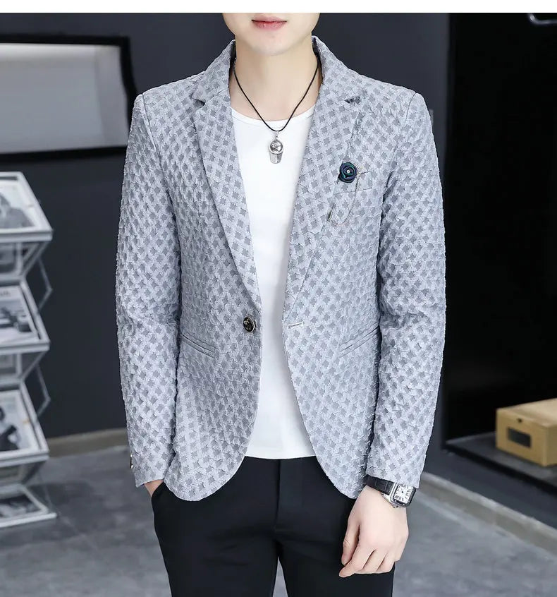 Blazer Men's Fashion Outdoor Travel Gentleman Wedding Slimming Business Versatile Trendy Casual Korean-style Formal Wear Blazer