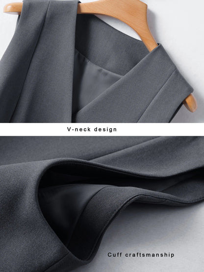 Short V-Neck Suit Vest for Women, Spring and Autumn Slant-Buttoned Top, Perfect for Office Wear and Versatile Vest
