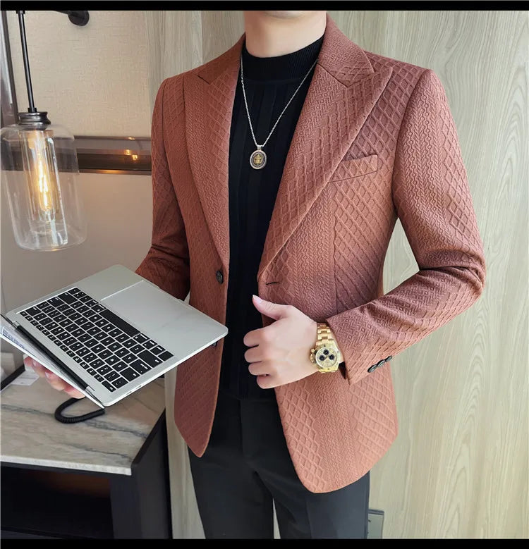 Autumn Winter Single Breasted Wedding Suit Jacket for Men Business Casual Slim Fit Blazers Banquet Party Social Suit Jackets