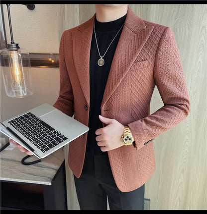 Autumn Winter Single Breasted Wedding Suit Jacket for Men Business Casual Slim Fit Blazers Banquet Party Social Suit Jackets