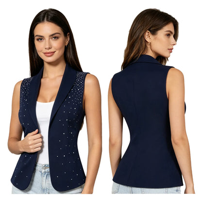 Elegant Women's Sleeveless Suits Waistcoat Halter Vests for Business Commuting Formal Clothes Mujer OL Office Ladies Crop Top