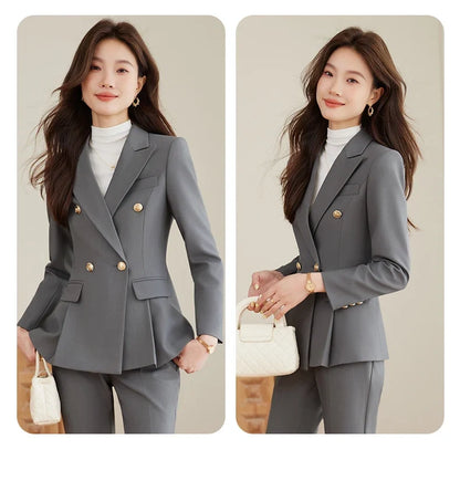 Elegant and fashionable professional women's high-quality two-piece suit jacket + pants. 2025 autumn/winter new styles