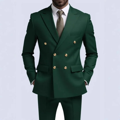 Fashion New Men's Leisure Boutique Business Banquet Solid Color Wedding Double Breasted Slim Fit Suit Blazers Jacket Pants