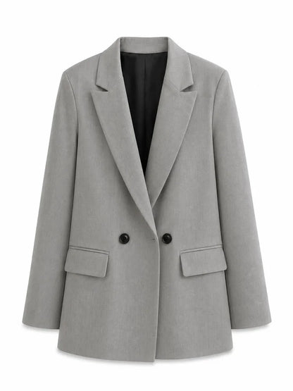 Women Double Breasted Blazer Elegant Office Lady Suit Jacket Oversized Casual Long Sleeve Blazer Spring Autumn Outerwear