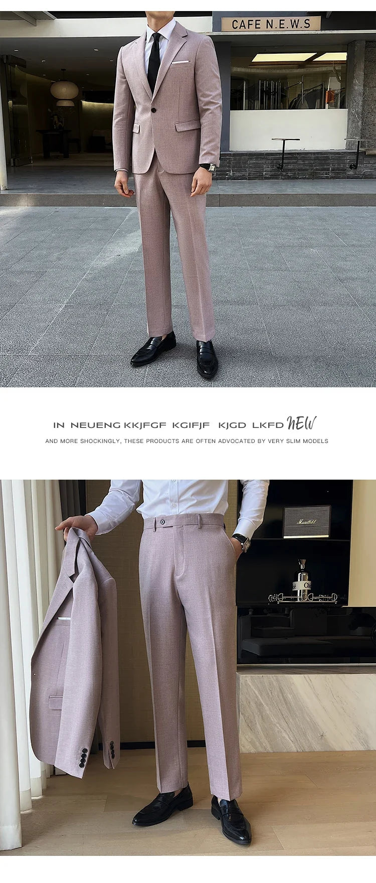 (Jacket +Pants) 2025 New Luxury Elegant Men's Suits 2 Piece Set Fashion Korean Casual Slim Fit Social Groom Wedding Tuxedo
