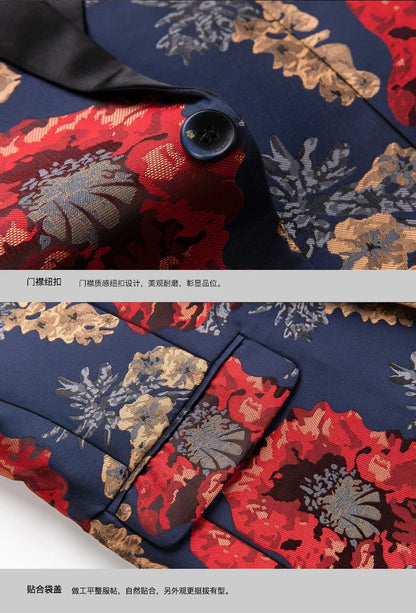 Men's Jacquard Blazer Single Breasted Slim Fit Smart Casual Wedding