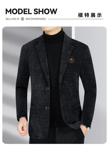 Blazer Men's Business Gentleman Wedding Fashionable Solid Color Best Man, Slimming and Casual Middle-aged and Elderly Blazer
