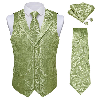 Men's Suit Vest & Tie Set – Paisley Jacquard Waistcoat for Weddings and Formal Occasions