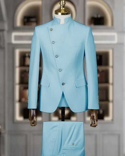 Costume Homme Cintrée 2 Pièces Uni pour Marié, Ensemble Blazer et Pantalon, Formel et Élégant, pour Fête, Bal de Fin d'Année, Banquet (Veste + Pantalon)